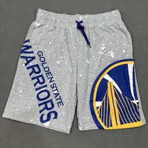 Golden State Warriors Sweat Shorts Mens Size XL Gray NBA Splatter Spell Out Logo